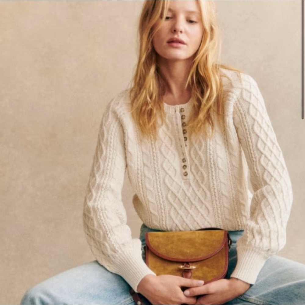 ☀️🌷Sezane BREE JUMPER in Cream Cable Knit Sweater